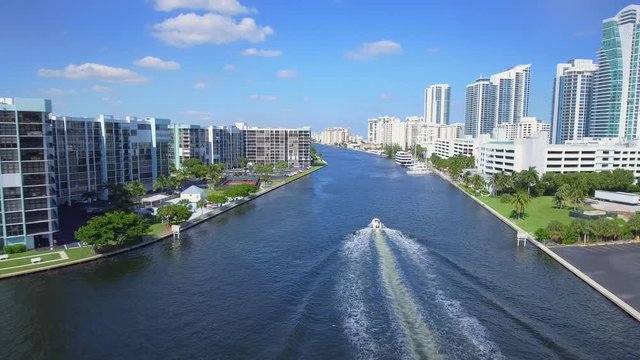 Beautiful Aerial shot of intracoastal waterway in Florida