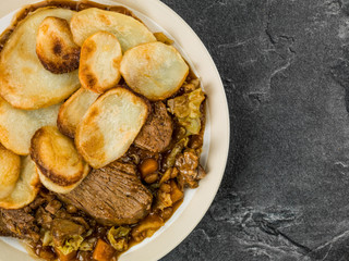 Lamb Hotpot With Sliced Potatoes and Onion Gravy