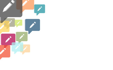 Hintergrund aus bunten Sprechblasen mit Stift