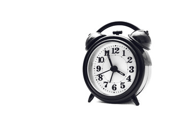 Black Alarm Clock Isolated On White Background