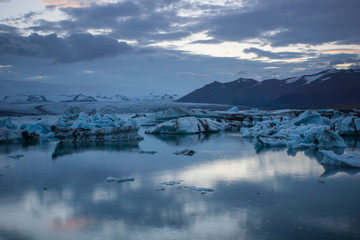 Iceland - Giant blue ice floes at joekulsarlon near vatnajoekull