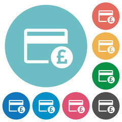 Pound credit card flat round icons