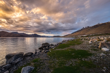 Landscape around Pangong Lake in Ladakh, India	
