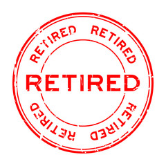 Grunge red  retired round rubber seal stamp on white background