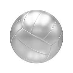 3D rendering silver Volleyball ball isolated on white