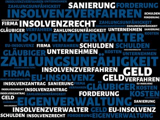 ZAHLUNGSUNFÄHIGKEIT - Bilder mit Wörtern aus dem Bereich Insolvenz, Wort, Bild, Illustration