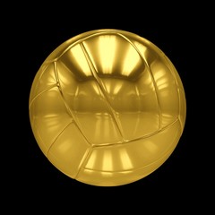 3D rendering golden Volleyball ball isolated on black