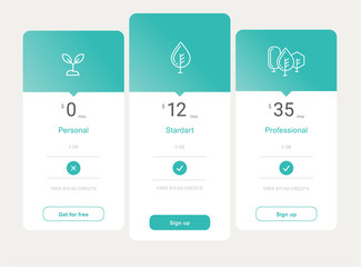 vector price table template design