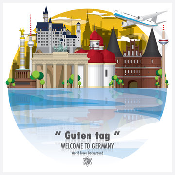 Federal Republic of Germany Landmark Global Travel And Journey Background Vector Design Template