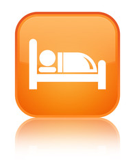 Hotel bed icon special orange square button