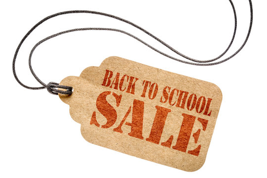 back to school sale sign on isolated price tag