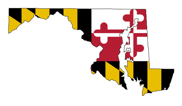 Maryland Outline Map and Flag