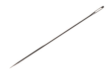 sewing needle without thread on white background
