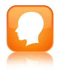 Head female face icon special orange square button