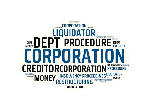 CORPORATION - image with words associated with the topic INSOLVENCY, word, image, illustration
