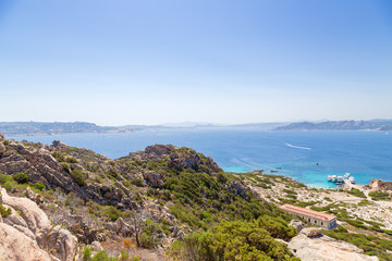 Fototapeta na wymiar Archipelago of La Maddalena, Italy. Picturesque view of the islands