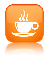 Coffee cup icon special orange square button