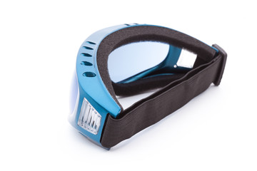 Safety glasses on white background