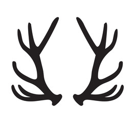 black silhouette of deer antlers- vector illustration