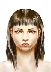 Portret młodej kobiety - cyfrowa akwarela