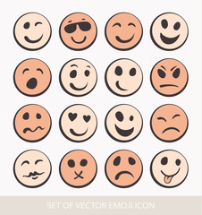 Set of Graphic Emoticons. Collection of Emoji. Smile icons. Isolated vector illustration on white background