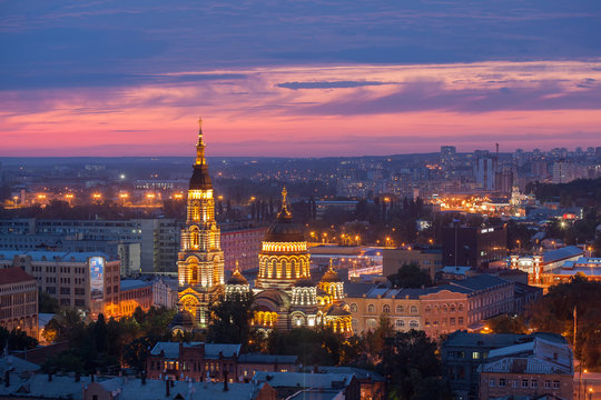 Kharkiv night landscape view