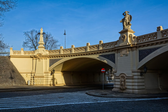 Historic viaduct on the Karowa street  in Warsaw, Poland