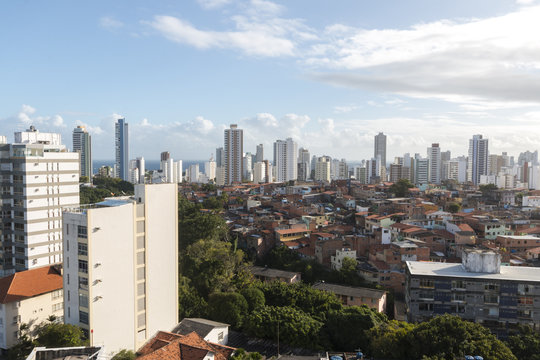 Favela around buildings urban social contrast