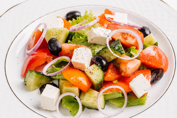 Salad with feta cheese and sun-dried olives