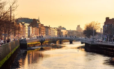 Abwaschbare Fototapete River Liffey Panorama Dublin Ireland © SakhanPhotography