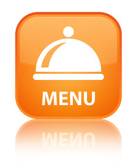 Fototapeta premium Menu (food dish icon) special orange square button