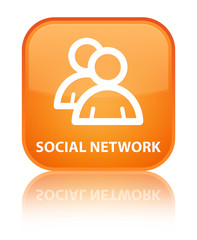 Social network (group icon) special orange square button