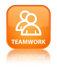 Teamwork (group icon) special orange square button