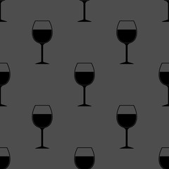 Wine Glass Silhouette Seamless Pattern on Dark Gray