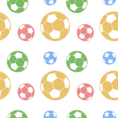 Seamless Soccer Pattern. Multicolor soccer balls on white background.
