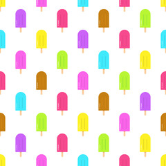 Ice cream icon seamless pattern with different colors.
