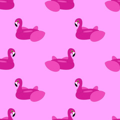 Pink Flamingo Float Seamless Pattern on Pink