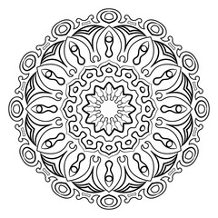 Mandala for color book. A pattern in the circle. Illustration for the album. Pattern for printing on fabrics. Figure for meditation.