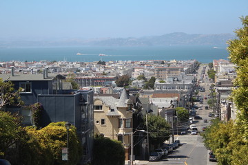 Fototapeta na wymiar san francisco view from the top of the hill