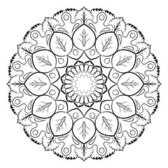 Mandala for color book. A pattern in the circle. Illustration for the album. Pattern for printing on fabrics. Figure for relaxation and meditation.