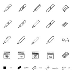 Stuff for graphic as line icons / There are some types of stuff for graphic arts
