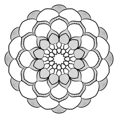 Monochrome mandala for color book. Symmetrical pattern in the ci