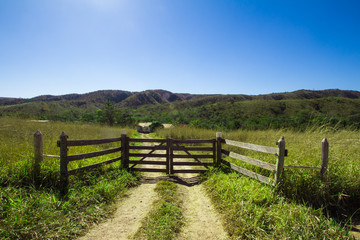 Fototapeta na wymiar Rustic Gate. Farm Entrance