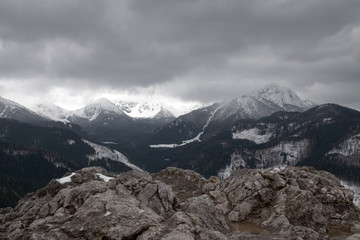 Fototapeta premium View from the top of Nosal Mountain in Tatra Mountains. One of the lower peaks in the city of Zakopane.