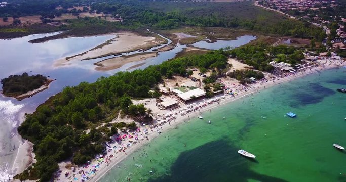 Corsica France drone flight overa a beautiful beach_02