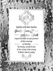 Vintage baroque style wedding invitation card template.