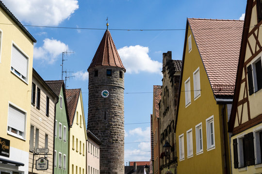 Färberturm in der Altstadt von Gunzenhausen in Bayern