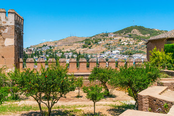 Obraz premium Granada, Spain, juli 1, 2017: View on Granada from the old city of La Alhambra