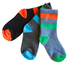 Three pairs of little boy's socks.