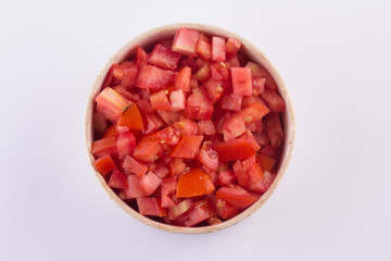 Diced tomatoes into a bowl